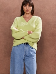 Ro&Zo Green Lime V-Neck Jumper - Image 2 of 3