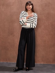 Ro&Zo Black Satin Side Stripe Trousers - Image 1 of 4