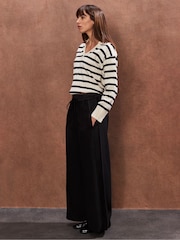 Ro&Zo Black Satin Side Stripe Trousers - Image 3 of 4
