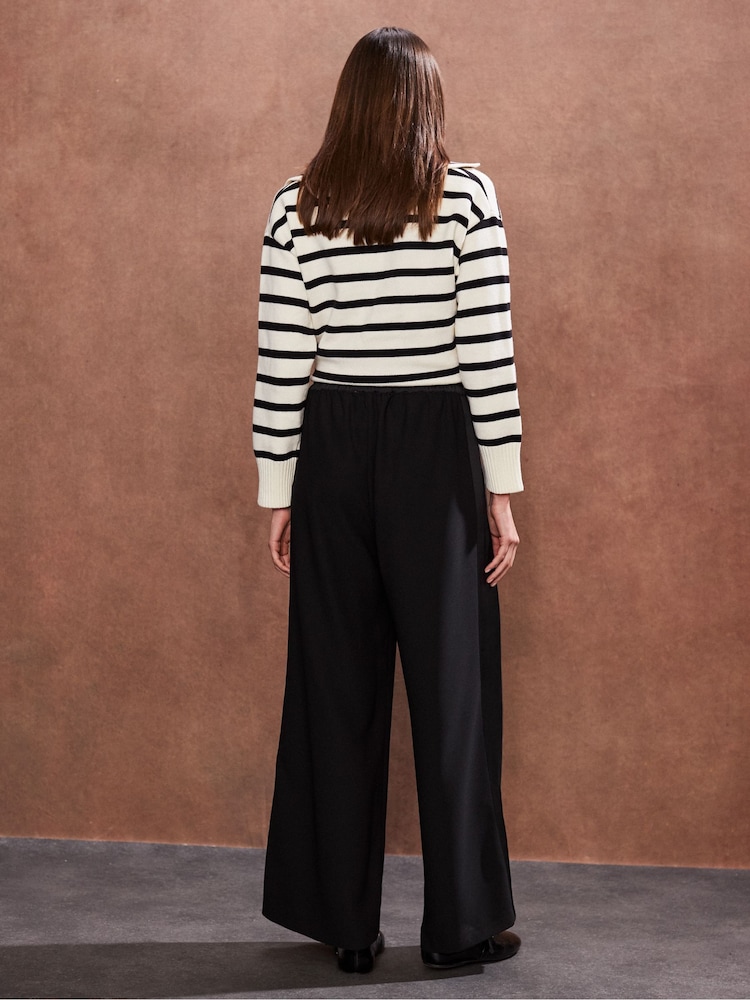 Ro&Zo Black Satin Side Stripe Trousers - Image 4 of 4