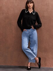 Ro&Zo Black Contrast Stitch Cardigan - Image 1 of 4