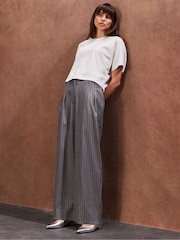 Ro&Zo Grey Pinstripe High Waist Trousers - Image 1 of 5