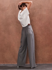 Ro&Zo Grey Pinstripe High Waist Trousers - Image 5 of 5