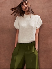 Ro&Zo Cream Fluffy Knit T-Shirt - Image 1 of 4
