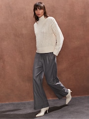 Ro&Zo Cream Pointelle High Neck Jumper - Image 1 of 5