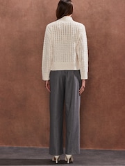 Ro&Zo Cream Pointelle High Neck Jumper - Image 4 of 5