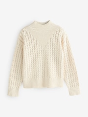 Ro&Zo Cream Pointelle High Neck Jumper - Image 5 of 5