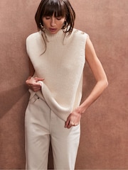 Ro&Zo Cream Button Shoulder Knit Vest - Image 1 of 4