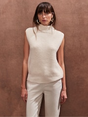 Ro&Zo Cream Button Shoulder Knit Vest - Image 2 of 4