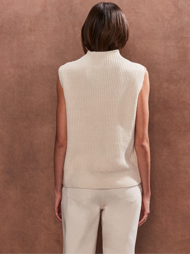 Ro&Zo Cream Button Shoulder Knit Vest - Image 4 of 4