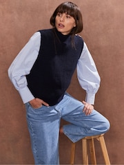 Ro&Zo Blue Button Shoulder Knit Vest - Image 1 of 4