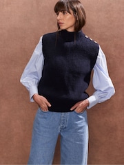 Ro&Zo Blue Button Shoulder Knit Vest - Image 2 of 4