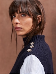 Ro&Zo Blue Button Shoulder Knit Vest - Image 3 of 4