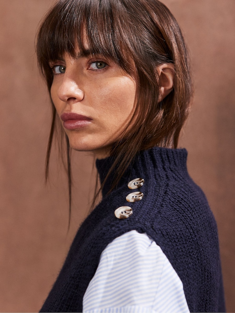 Ro&Zo Blue Button Shoulder Knit Vest - Image 3 of 4