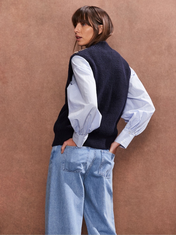 Ro&Zo Blue Button Shoulder Knit Vest - Image 4 of 4