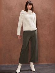 Ro&Zo Green Ponte Twill Culottes - Image 1 of 4