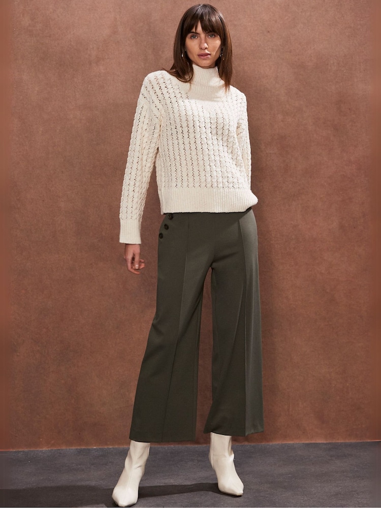 Ro&Zo Green Ponte Twill Culottes - Image 1 of 4