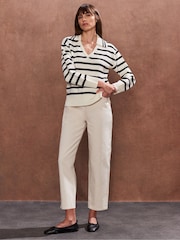 Ro&Zo Cream Stripe Collared Jumper - Image 2 of 3