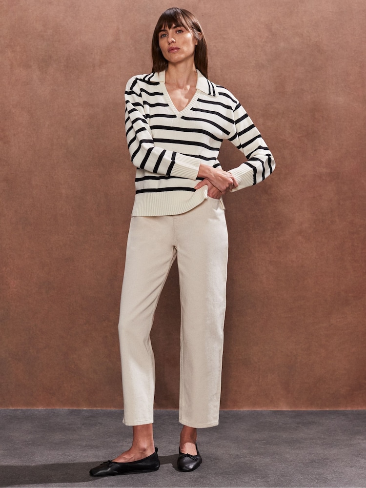 Ro&Zo Cream Stripe Collared Jumper - Image 2 of 3