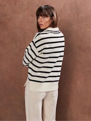 Ro&Zo Cream Stripe Collared Jumper - Image 3 of 3