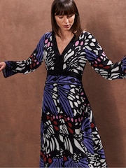 Ro&Zo Black Multi Butterfly Print Button Through Dress - Image 2 of 4