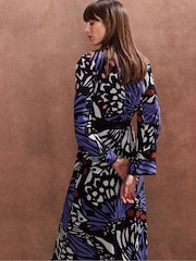 Ro&Zo Black Multi Butterfly Print Button Through Dress - Image 4 of 4