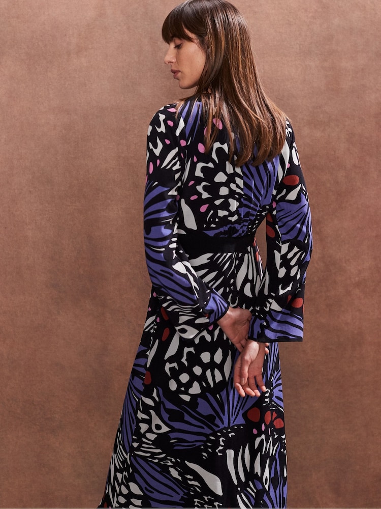 Ro&Zo Black Multi Butterfly Print Button Through Dress - Image 4 of 4