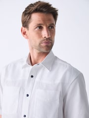 White Twin Pocket Western Style Short Sleeve 100% Cotton Shirt - Image 1 of 5