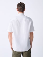 White Twin Pocket Western Style Short Sleeve 100% Cotton Shirt - Image 4 of 5