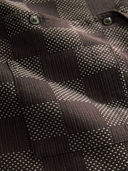 Castanho - Camisa xadrez de manga curta com ajuste relaxado - Imagem 6 de 7