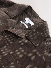 Castanho - Camisa xadrez de manga curta com ajuste relaxado - Imagem 7 de 7