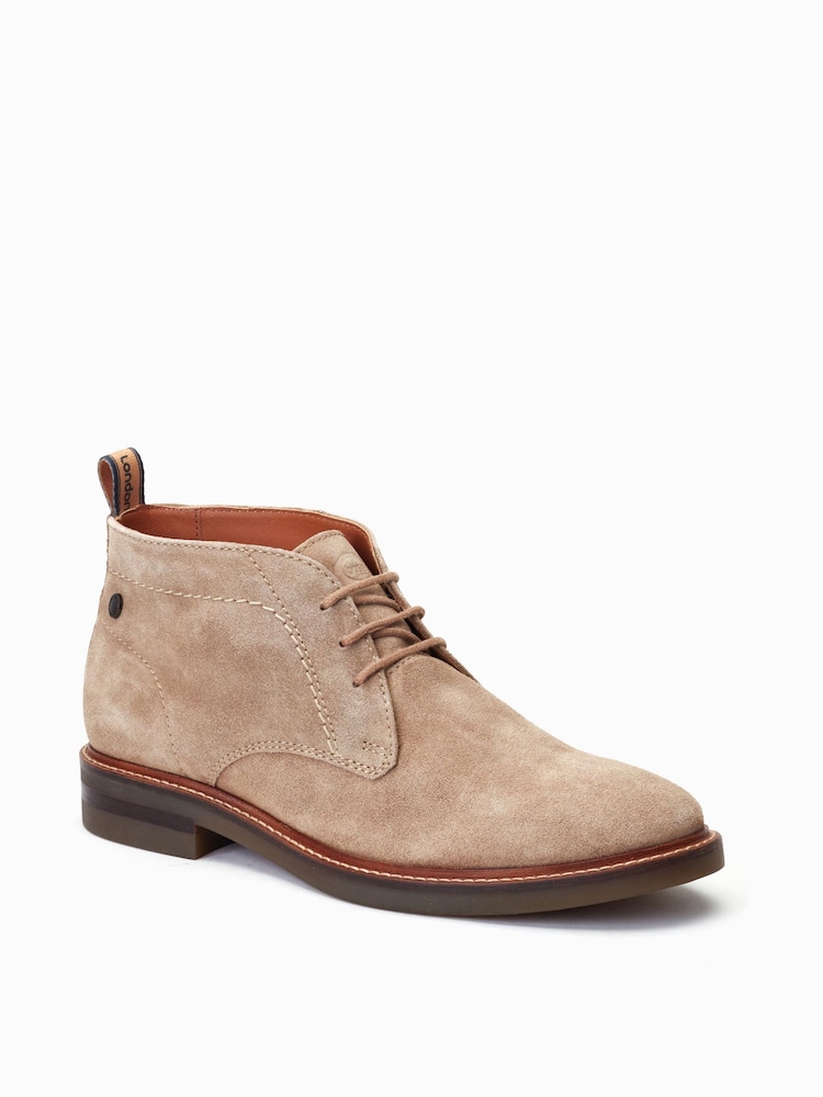 Natural - Base London Knebworth Lace-Up Chukka Brown Boots - Image 2 of 6