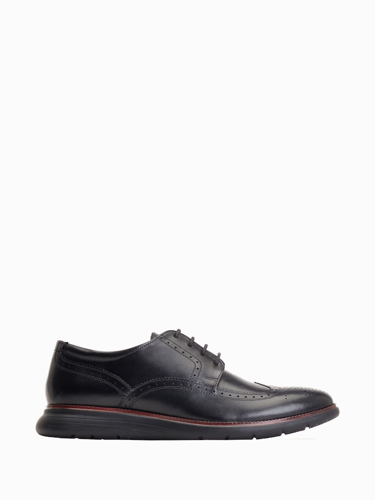Base London Flight Lace up Brogue Black Shoes - Image 1 of 6