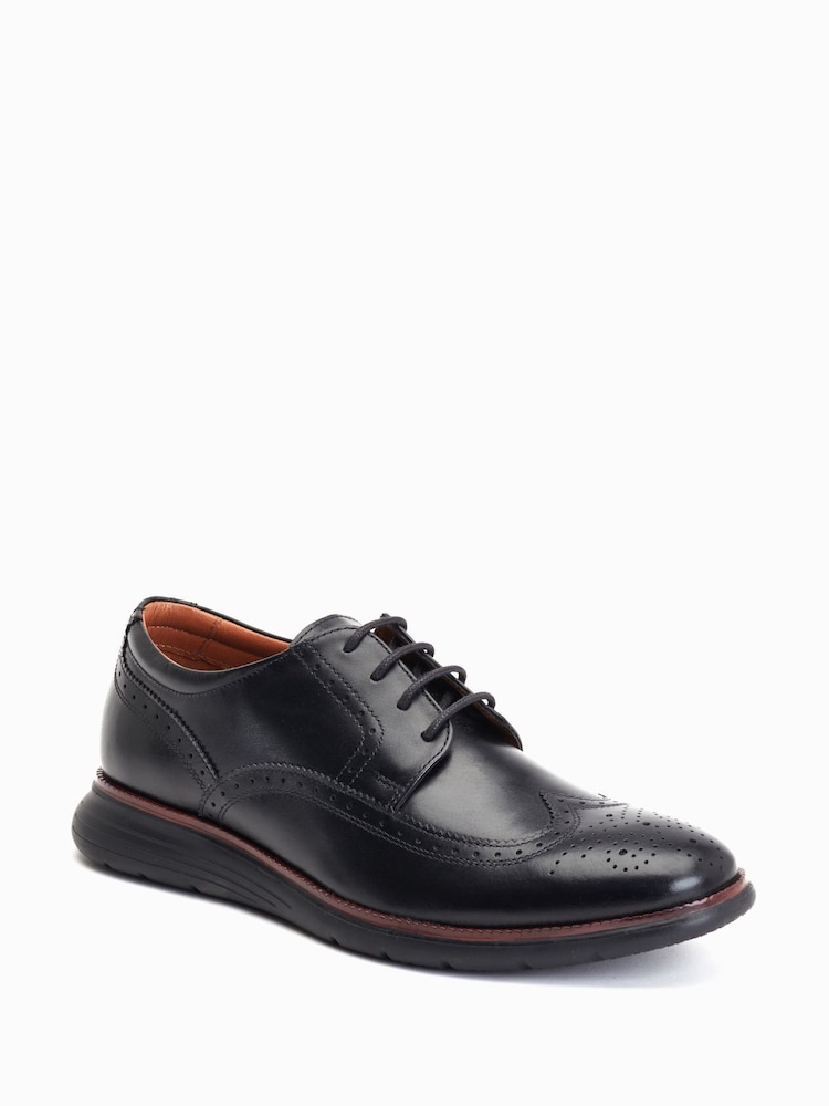 Base London Flight Lace up Brogue Black Shoes - Image 2 of 6