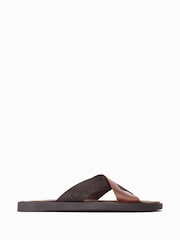 Marrón - Base London Web Slip-On Brown Sandals - Imagen 1 de 6