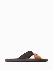 Marrón claro - Base London Web Slip-On Brown Sandals - Imagen 1 de 6
