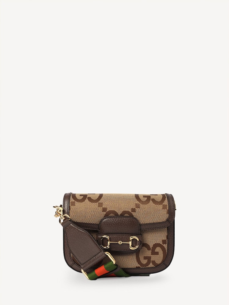 Gucci GG Supreme Horsebit 1955 Mini Cross Body Brown Bag - Image 1 of 7