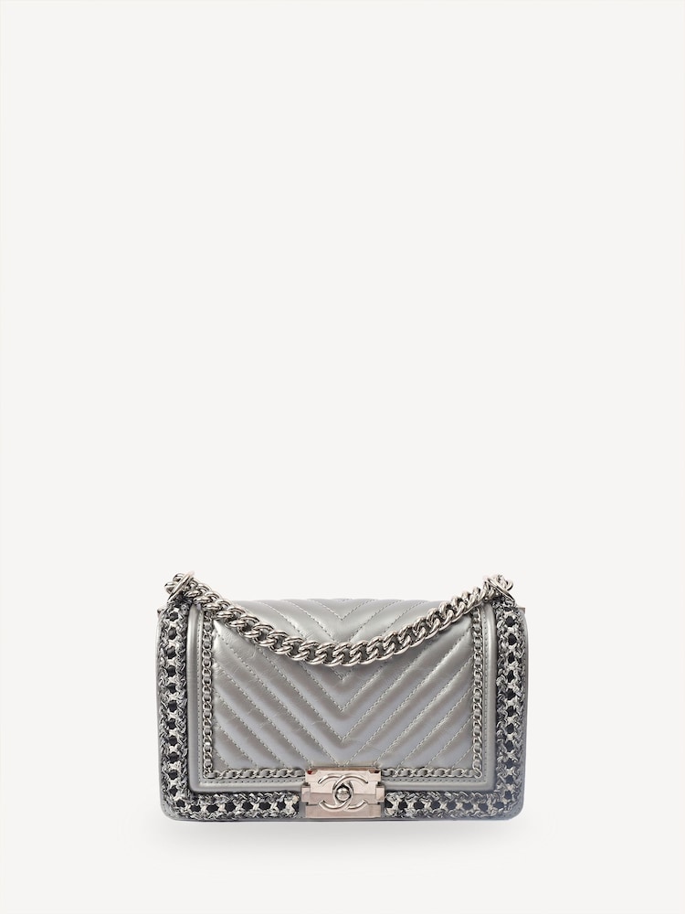 Chanel Grey Medium Boy Shoulder Bag - Image 1 of 10