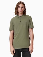 AllSaints Green 100% Organic Cotton Reform Polo Shirt - Image 1 of 5
