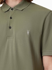 AllSaints Green 100% Organic Cotton Reform Polo Shirt - Image 2 of 5
