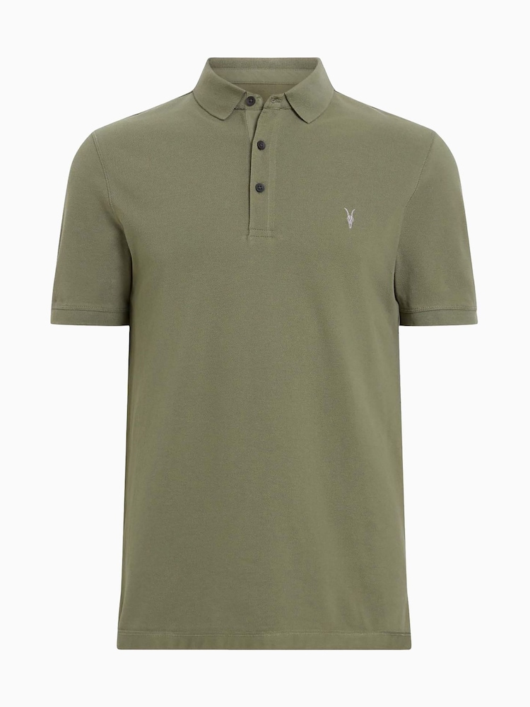AllSaints Green 100% Organic Cotton Reform Polo Shirt - Image 5 of 5