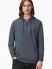 AllSaints Blue Brace 100% Organic Cotton Hoodie - Image 1 of 7