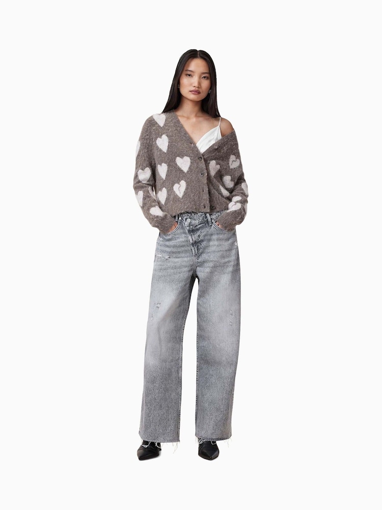 AllSaints Grey Aki Crossover 100% Cotton Jeans - Image 1 of 8