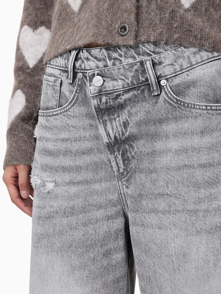 AllSaints Grey Aki Crossover 100% Cotton Jeans - Image 5 of 8