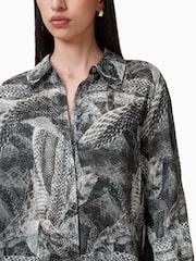 AllSaints Grey Leyla Shirt - Image 4 of 7