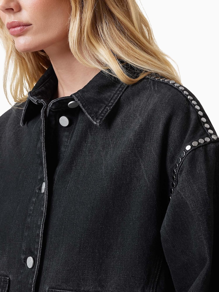 AllSaints Black Hettie Stud Shacket - Image 2 of 7