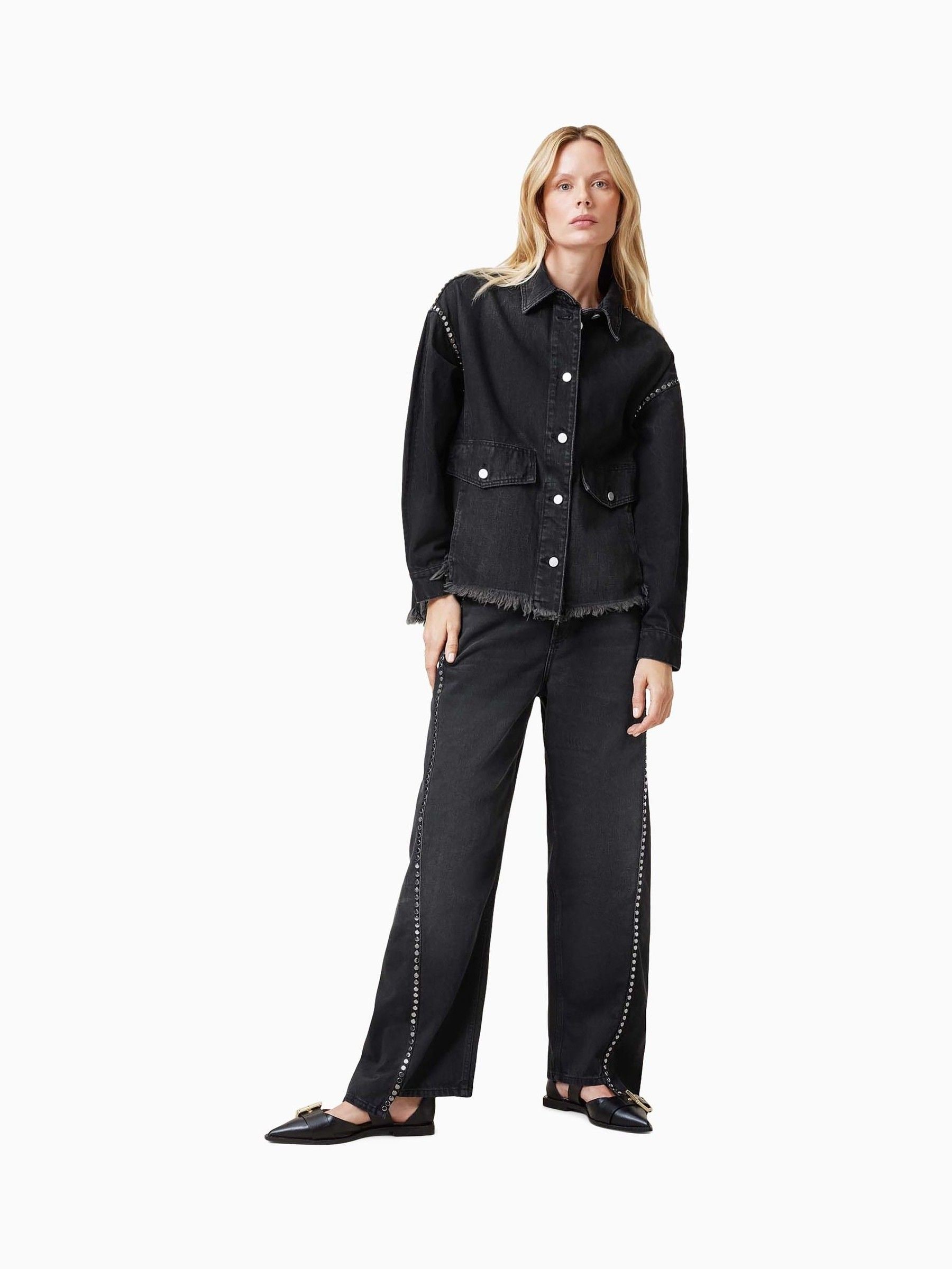 Buy AllSaints Black Hettie Stud Shacket from Next USA