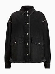 AllSaints Black Hettie Stud Shacket - Image 7 of 7