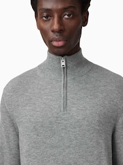 AllSaints Grey Kilburn Zip Funnel Jumper - Image 8 of 9