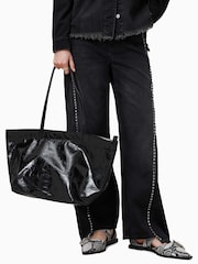 AllSaints Black Serafina E/W Tote Bag - Image 8 of 8